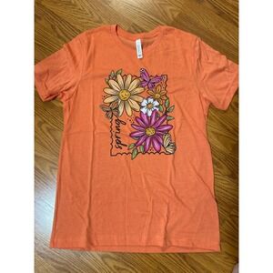 Canvas Bella Women's Spring Vibes Floral Butterfly‎ Graphic T-Shirt, Size M